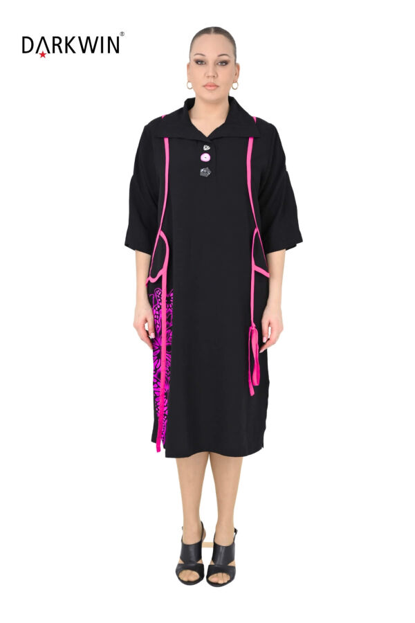 5860 DARKWIN ELBİSE SIYAH-FUSYA - 1