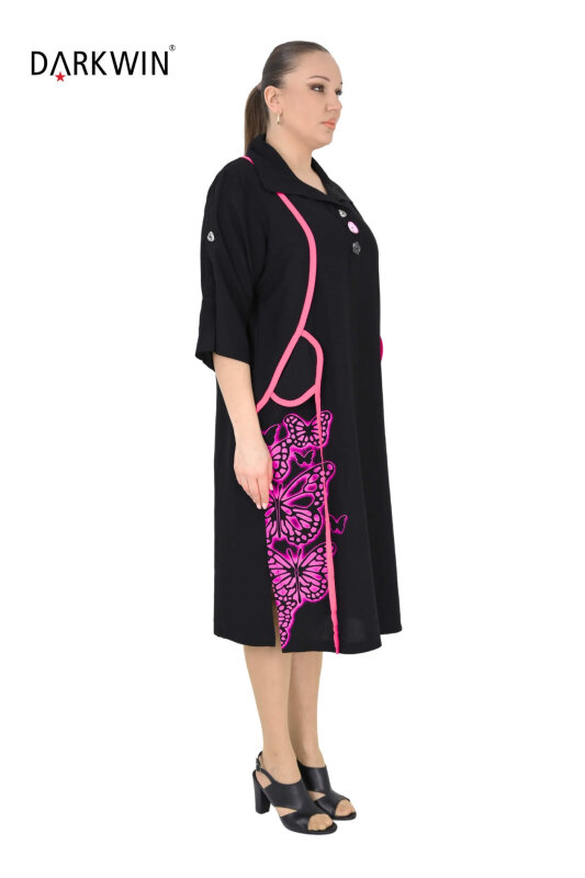 5860 DARKWIN ELBİSE SIYAH-FUSYA - DARKWIN (1)