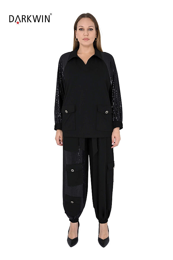5883 DARKWIN BLUZ-PANTOLON SIYAH - 1