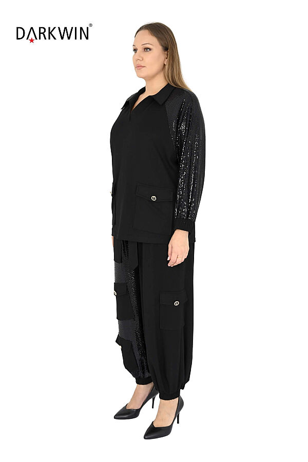 5883 DARKWIN BLUZ-PANTOLON SIYAH - 2