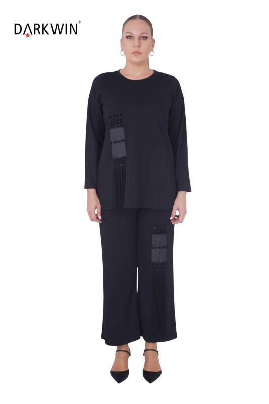 6038 CNG BLUZ-PANTOLON BLACK - Thumbnail