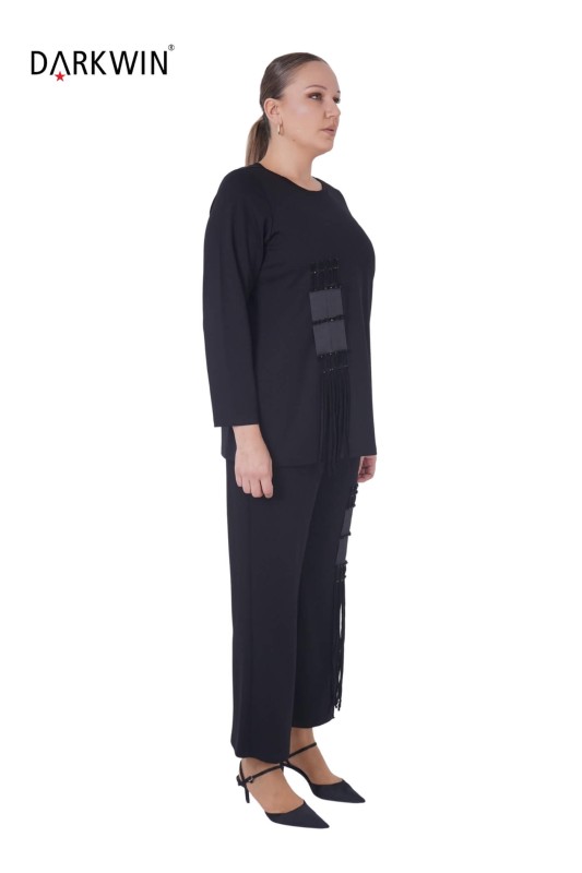 6038 CNG BLUZ-PANTOLON BLACK - Thumbnail