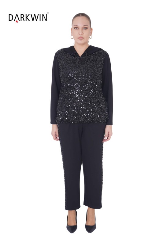 6041 CNG BLUZ-PANTOLON BLACK - Thumbnail