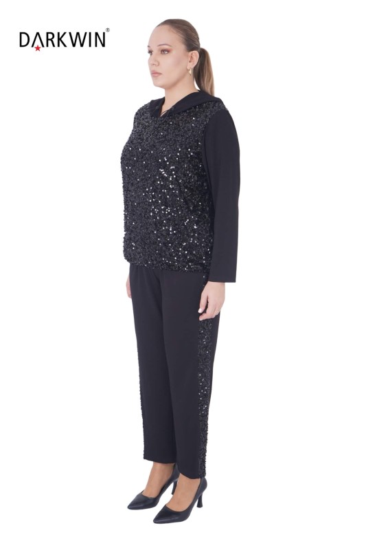 6041 CNG BLUZ-PANTOLON BLACK - Thumbnail