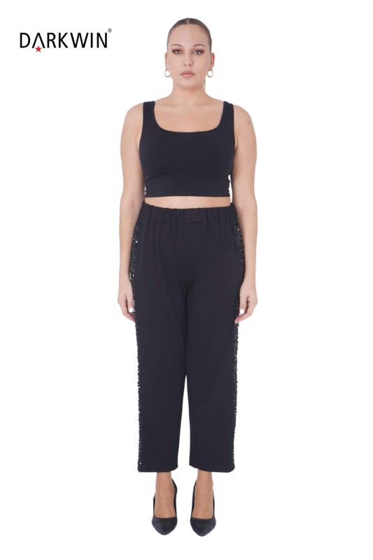 6041 CNG BLUZ-PANTOLON BLACK - Thumbnail