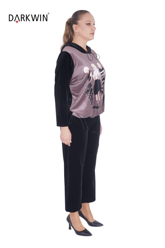 6054 CNG BLUZ-PANTOLON BLACK - Thumbnail