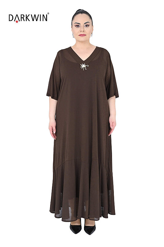 6814-06 DARKWIN ELBİSE KAHVE - DARKWIN
