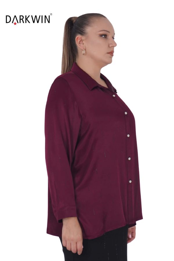 7403-8 MAYA LONGA GÖMLEK BORDO - 2