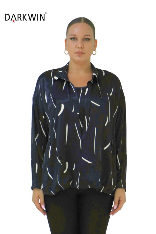 7404 MAYA LONGA BLUZ SIYAH - Maya Longa