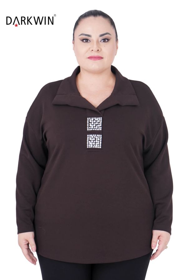 7405-7 MAYA LONGA BLUZ KAHVE - 1