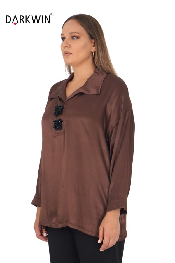 7409-7 MAYA LONGA BLUZ KAHVE - 3