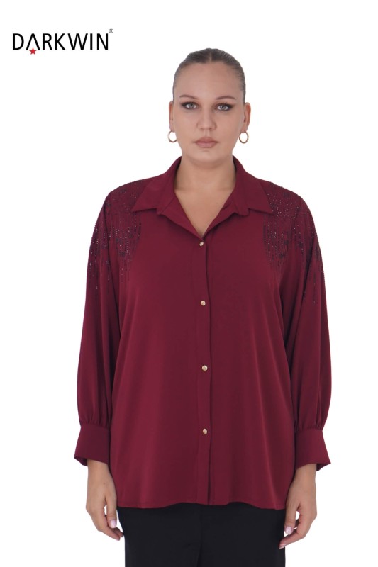 MAYA LONGA - 7410-8 MAYA LONGA GÖMLEK BORDO