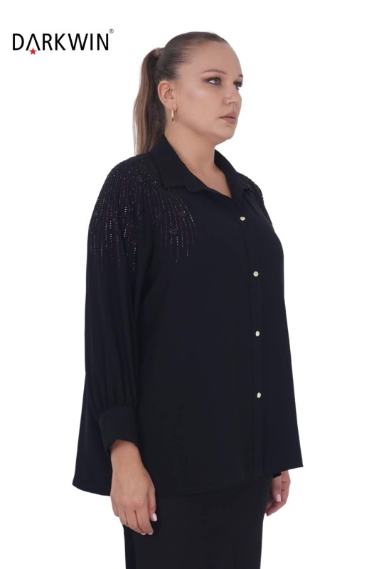 MAYA LONGA - 7410 MAYA LONGA GÖMLEK SIYAH (1)