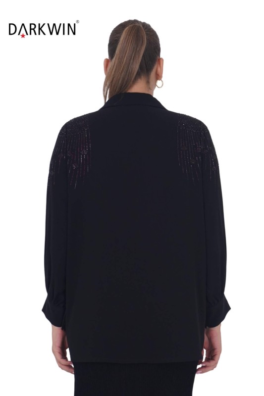 7410 MAYA LONGA GÖMLEK SIYAH - Thumbnail