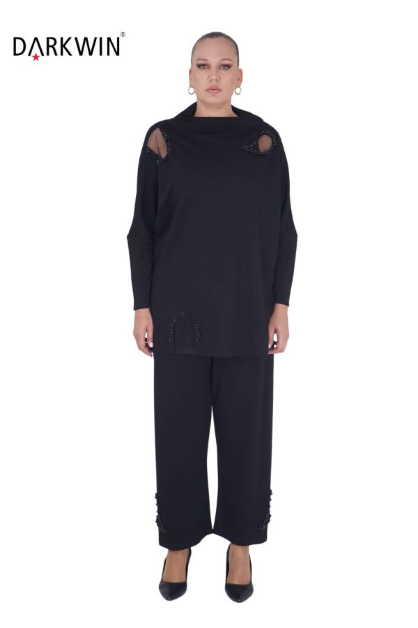 7704 MAYA LONGA BLUZ-PANTOLON SIYAH - 1