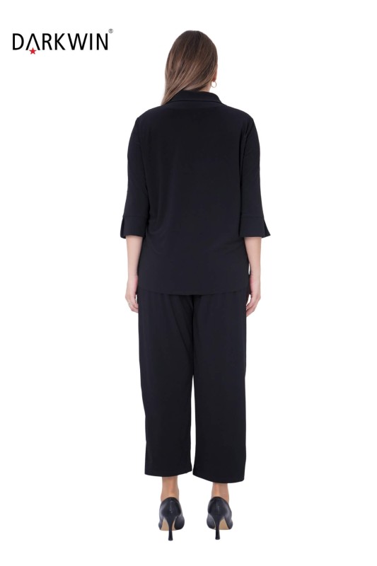 7707 MAYA LONGA GÖMLEK--PANTOLON SIYAH - Thumbnail