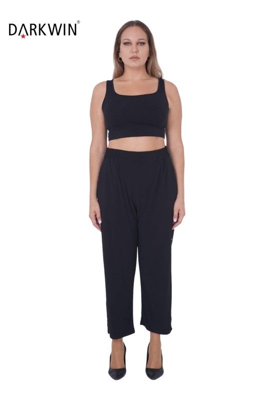 7707 MAYA LONGA GÖMLEK--PANTOLON SIYAH - Thumbnail