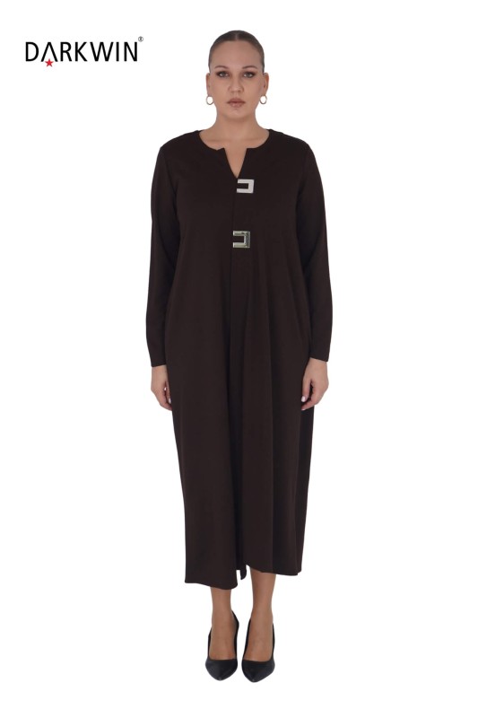 7803-7 MAYA LONGA ELBİSE KAHVE - MAYA LONGA