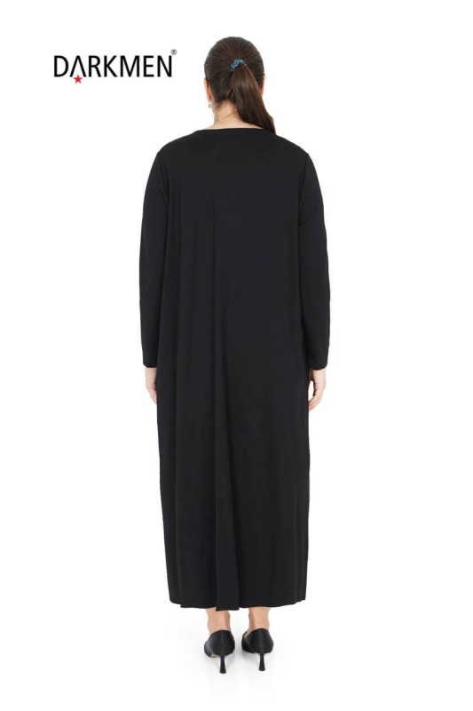 7803 MAYA LONGA ELBİSE SIYAH - Thumbnail