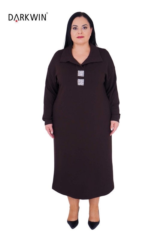 7804-7 MAYA LONGA ELBİSE KAHVE - MAYA LONGA