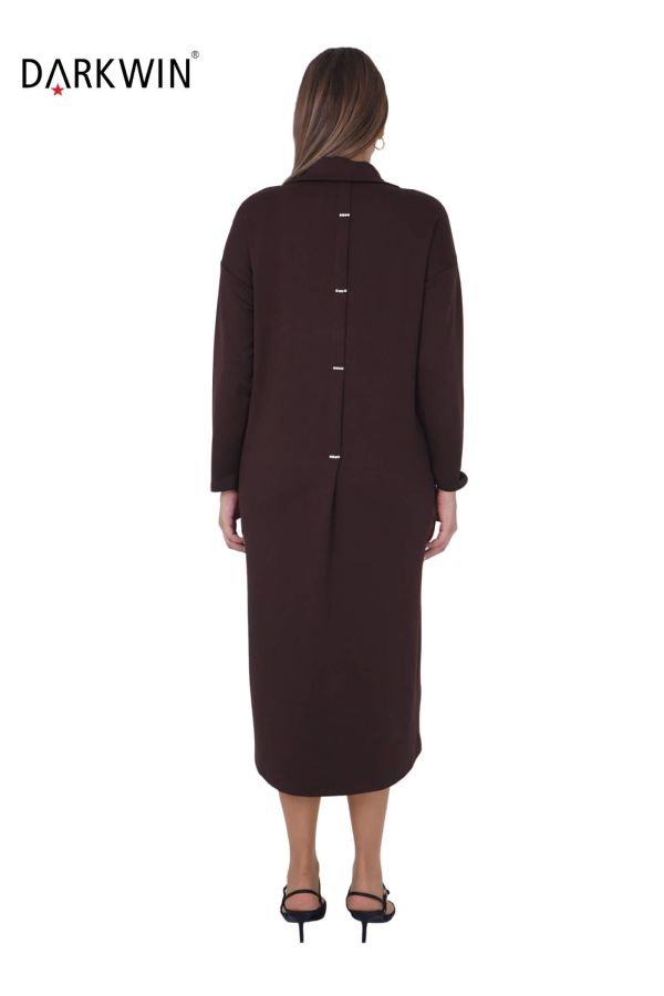 7804-7 MAYA LONGA ELBİSE KAHVE - 4