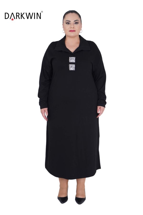 7804 MAYA LONGA ELBİSE SIYAH - 1