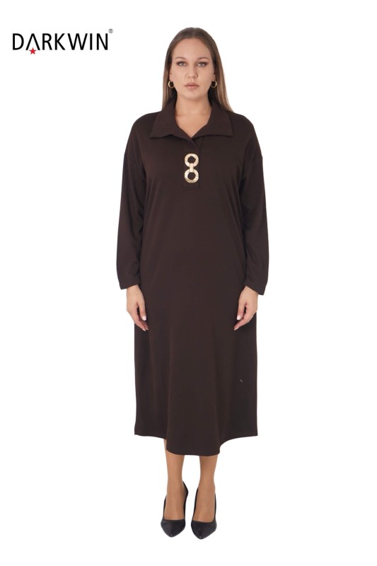 7805-7 MAYA LONGA ELBİSE KAHVE - MAYA LONGA