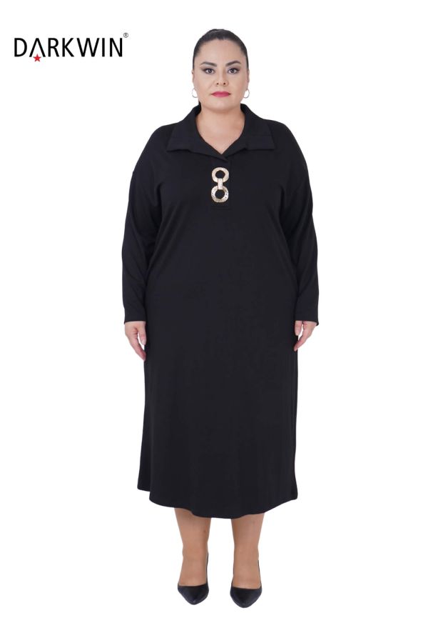 7805 MAYA LONGA ELBİSE SIYAH - 1