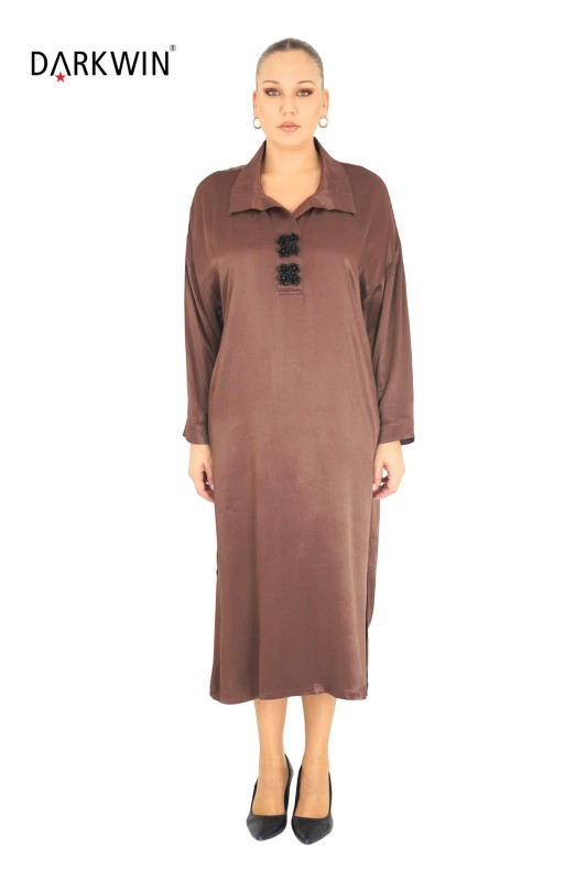 7806-7 MAYA LONGA ELBİSE KAHVE - MAYA LONGA