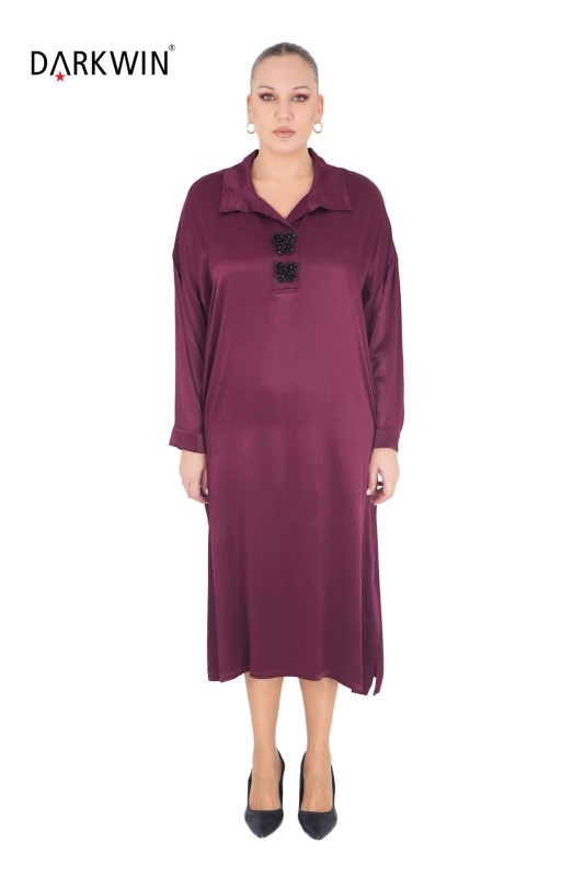 7806-8 MAYA LONGA ELBİSE BORDO - MAYA LONGA