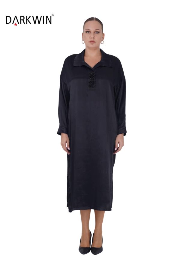 7806 MAYA LONGA ELBİSE SIYAH - 1