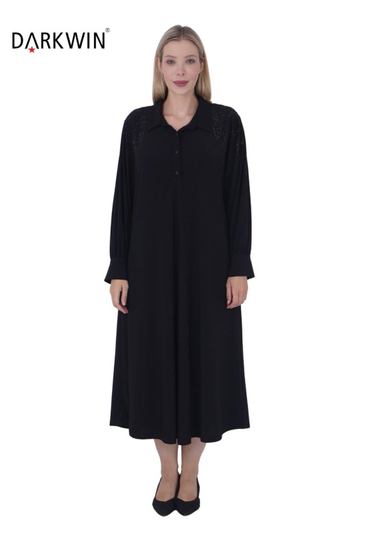 7809 MAYA LONGA ELBİSE SIYAH - Maya Longa