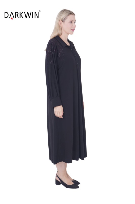 7809 MAYA LONGA ELBİSE SIYAH - Maya Longa (1)