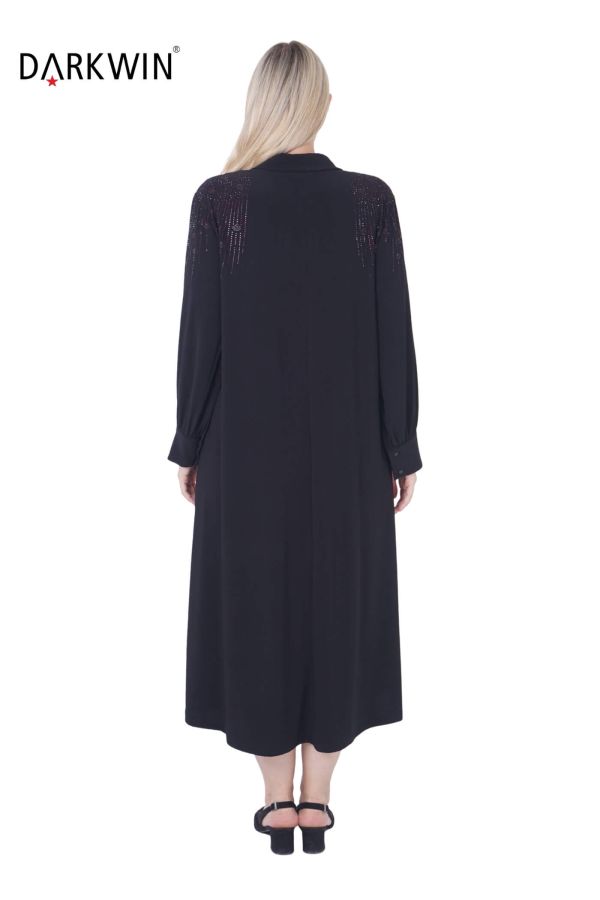 7809 MAYA LONGA ELBİSE SIYAH - 3