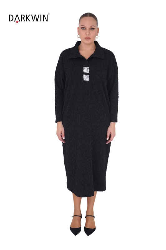 7811 MAYA LONGA ELBİSE SIYAH - Maya Longa