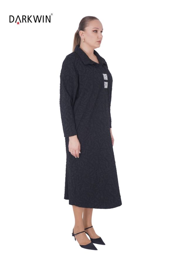 7811 MAYA LONGA ELBİSE SIYAH - 2