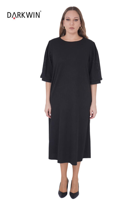 7812 MAYA LONGA ELBİSE SIYAH - MAYA LONGA