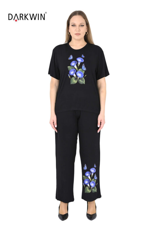 7914-1 DARKWIN BLUZ-PANTOLON SIYAH - DARKWIN