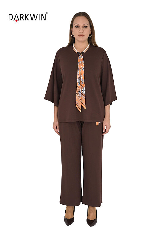 8001-4 DARKWIN BLUZ-PANTOLON KAHVE - DARKWIN