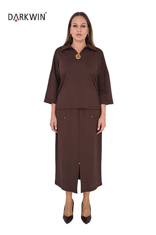 8003-4 DARKWIN BLUZ-PANTOLON KAHVE - DARKWIN