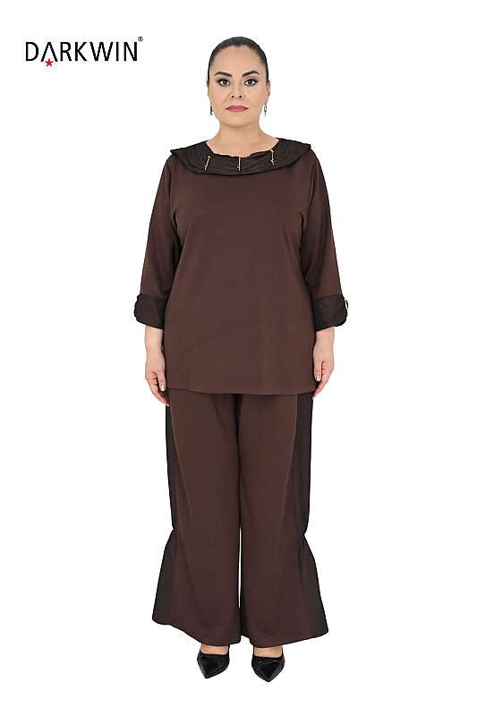 8011-4 DARKWIN BLUZ-PANTOLON KAHVE - DARKWIN