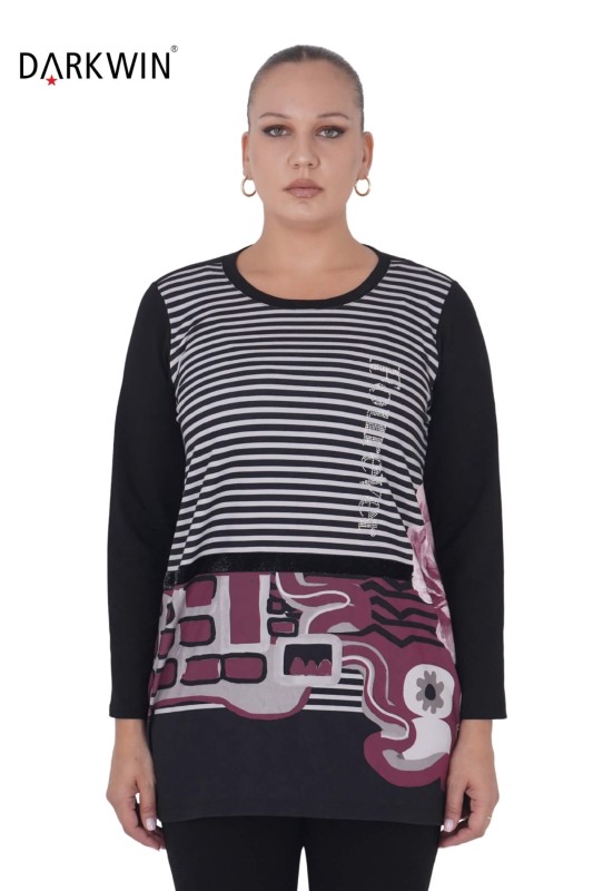 9038 CNG BLUZ STRIPED - Thumbnail