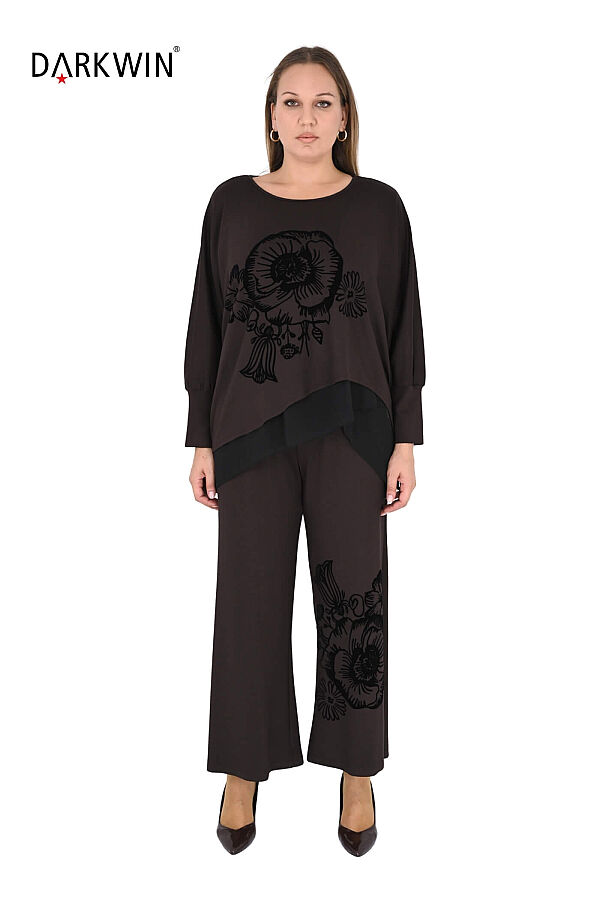 9052 CNG BLUZ-PANTOLON KAHVE - 1