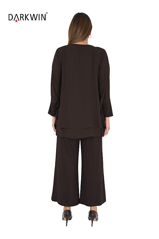 9054 CNG BLUZ-PANTOLON KAHVE - 3