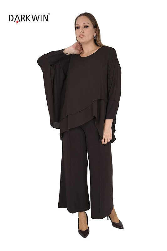 9054 CNG BLUZ-PANTOLON KAHVE - 4