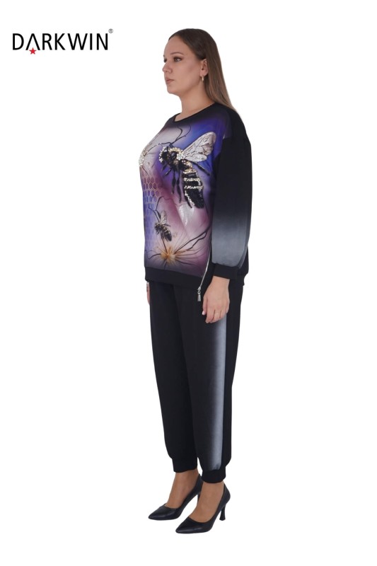 DARKWIN - 9184 DARKWIN BLUZ-PANTOLON SIYAH-MAVI (1)