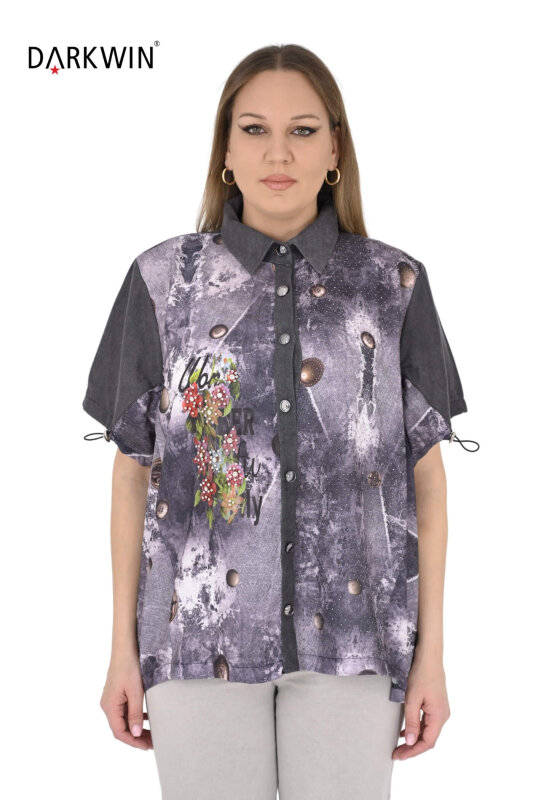 9405 MONICA MAGNI GÖMLEK GRI - MONICA MAGNI