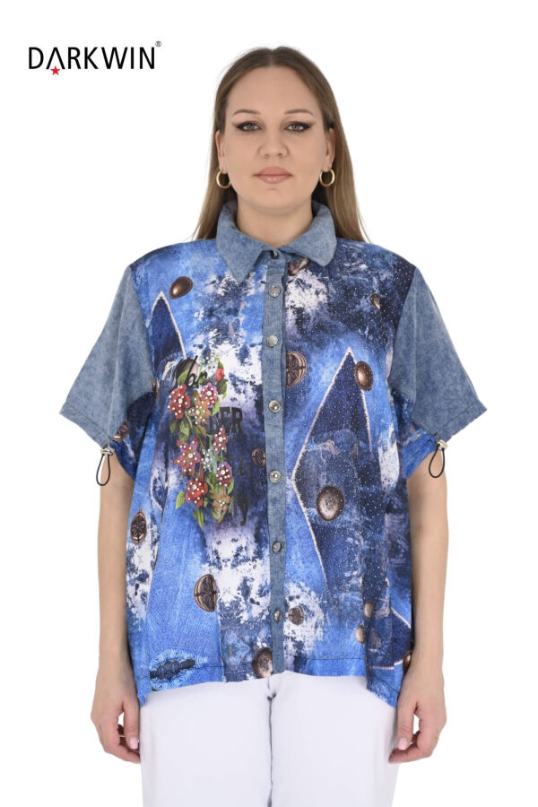 9405 MONICA MAGNI GÖMLEK MAVI - 1