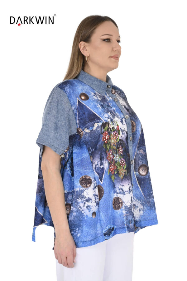 9405 MONICA MAGNI GÖMLEK MAVI - 2