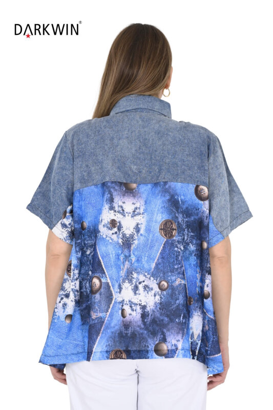 9405 MONICA MAGNI GÖMLEK MAVI - 3